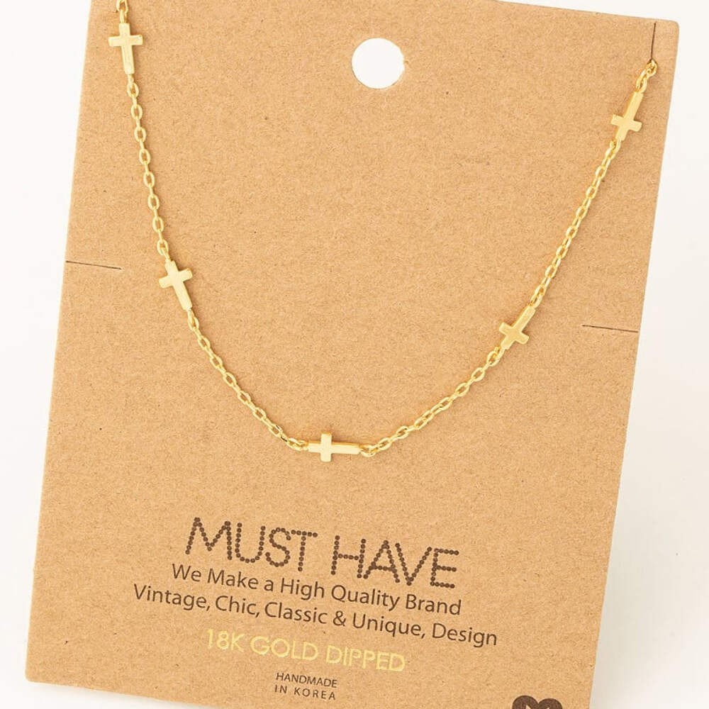 Tiny Cross Charm Necklace – Dainty Faith Chain in Gold, Silver or Rose Gold